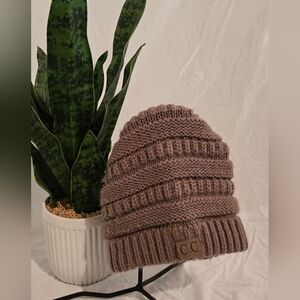 C.C. Ribbed Knit Beanie - Taupe